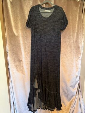 Free People Beach Heathered Short Sleeve Ruffled Hem Maxi Dress Size Large